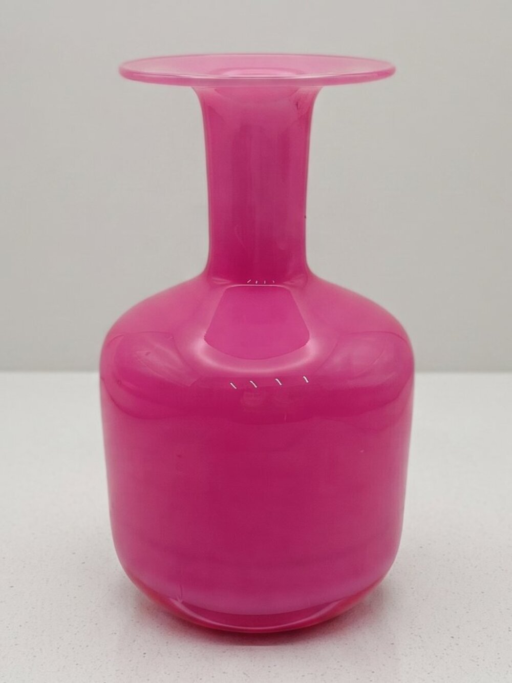 Blush Pink Polish Art Glass Vase Satin Ombre Modern Bud Vase Poland 8.5”